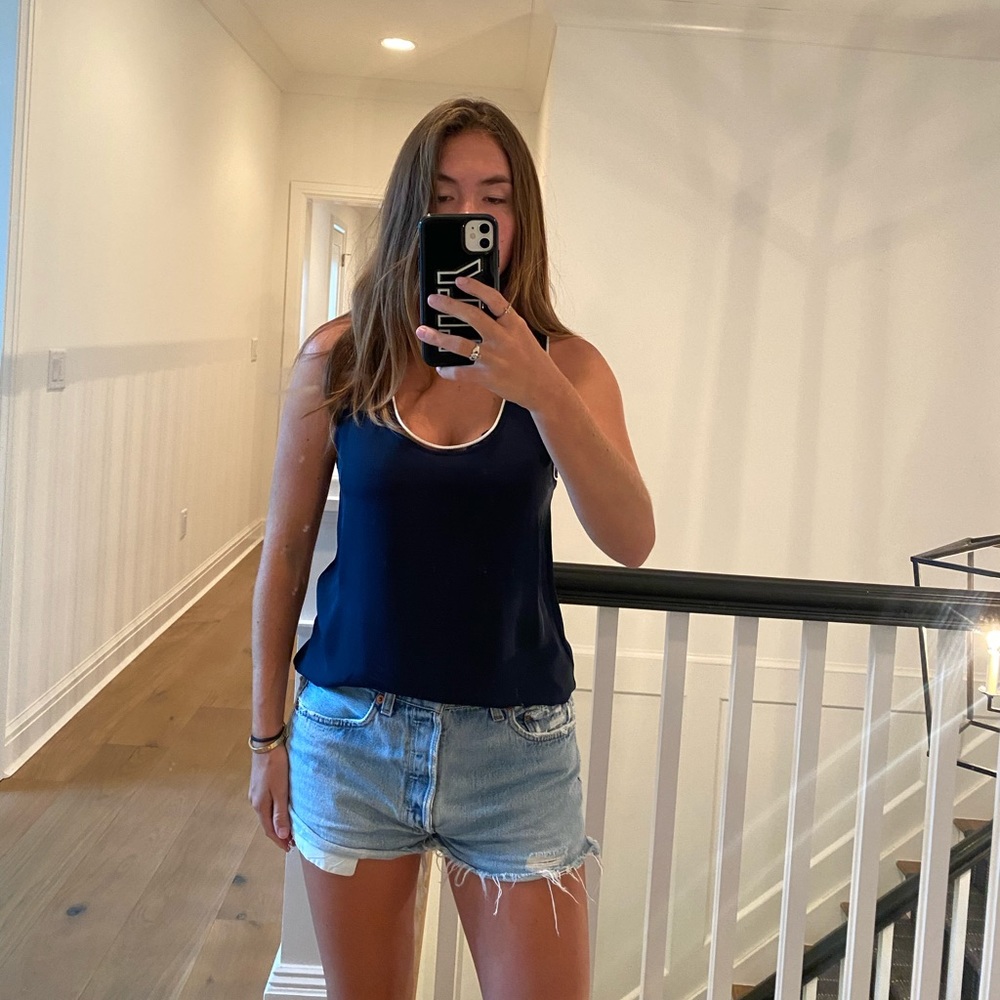 Theory navy tank w white lining